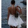 Summer New Women Clothes Ins Style Neck Collar Backless Large Skirt Design High Waist A Word Short Sling Dress