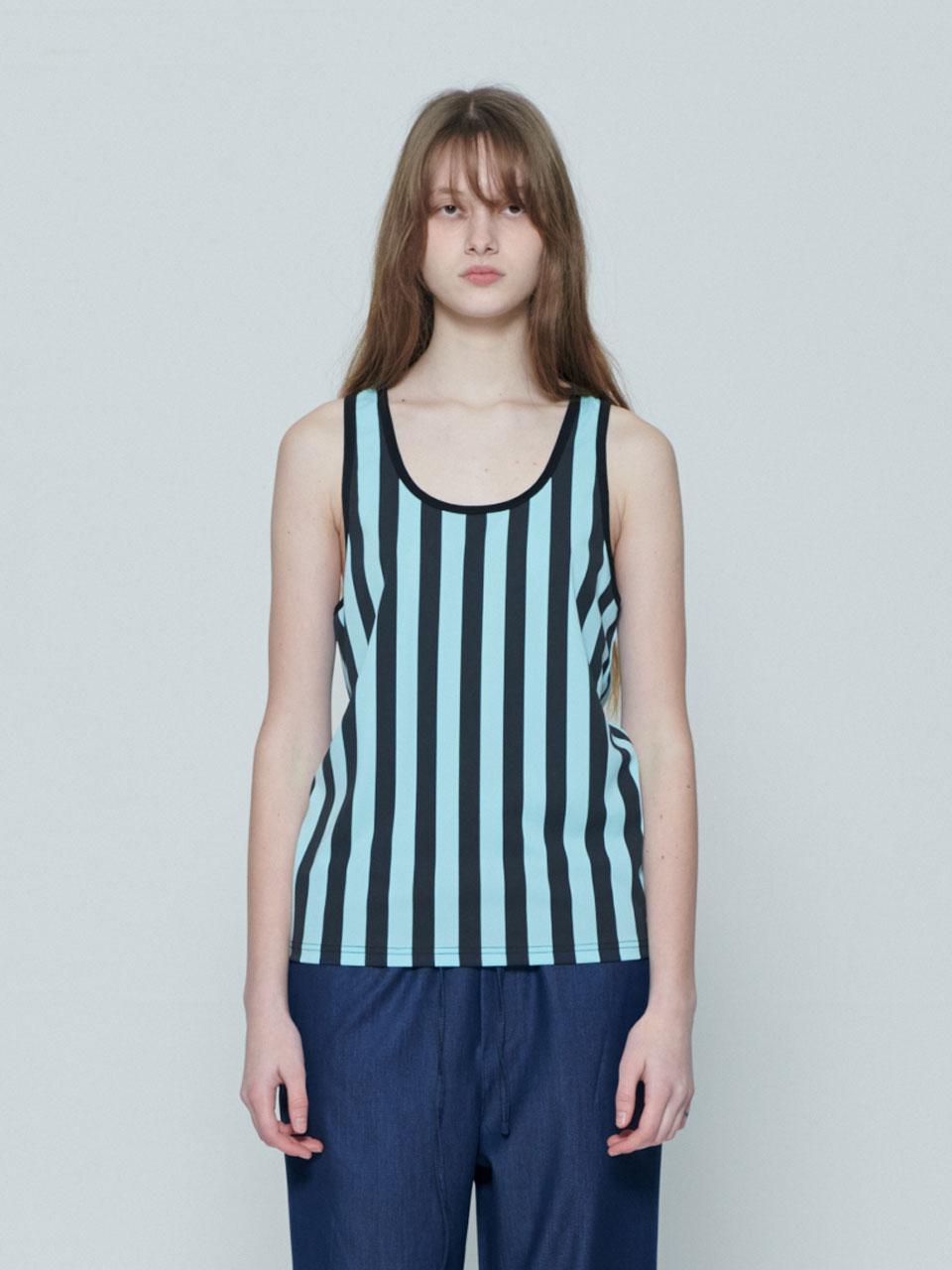 Enzo Blues Striped Tank Top (Mint) F