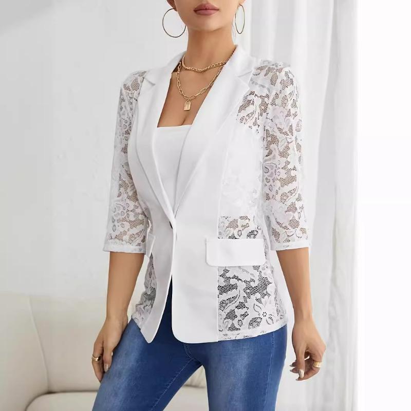 Moda damska Casual Jednolity kolor Nadruk Lato Wiosna Rękawy 1/2 POLO Kołnierz Kurtki i płaszcze