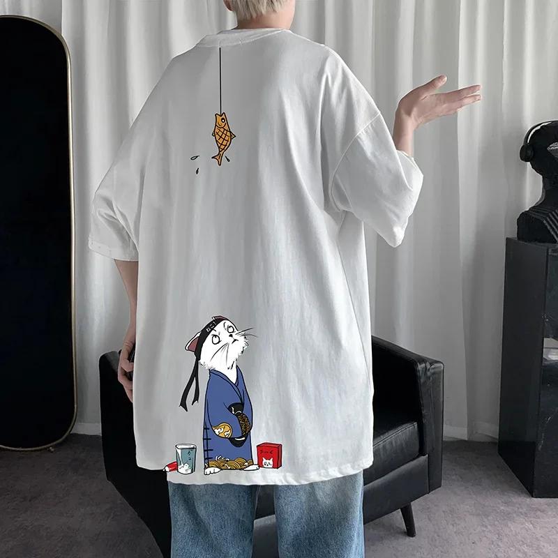 Unisexs Cotton Tshirts White Unisexs Oversized T Shirt Summer Casual Wear 5XL Funny Anime Print Tee Shirts Big Size Clothes