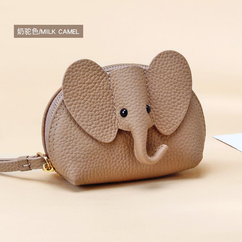 Creative style cute baby elephant zipper small wallet female fresh small leather coin change bag