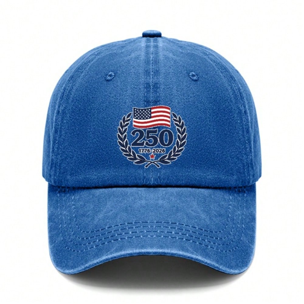 [Patriotic Baseball Cap] 250Th Anniversary USA Flag Print Adjustable Vintage Washed Hat Unisex Commemorative Outdoor Sports Cap For July 4Th Memorial