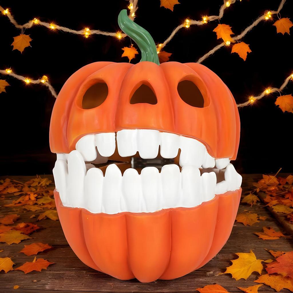 Halloween Pumpkin Candy Box Resin Halloween Treat Box Creative Desktop Decor Holder Props Treat Container for Kids Party Adults