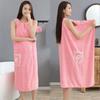 Extra Long Women's Wearable Coral Fleece Bath Towel Skirt Absorbent, Non Shedding, More Effective Than Cotton