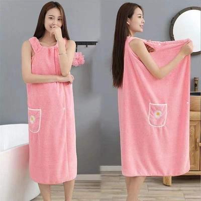 Extra Long Women's Wearable Coral Fleece Bath Towel Skirt Absorbent, Non Shedding, More Effective Than Cotton
