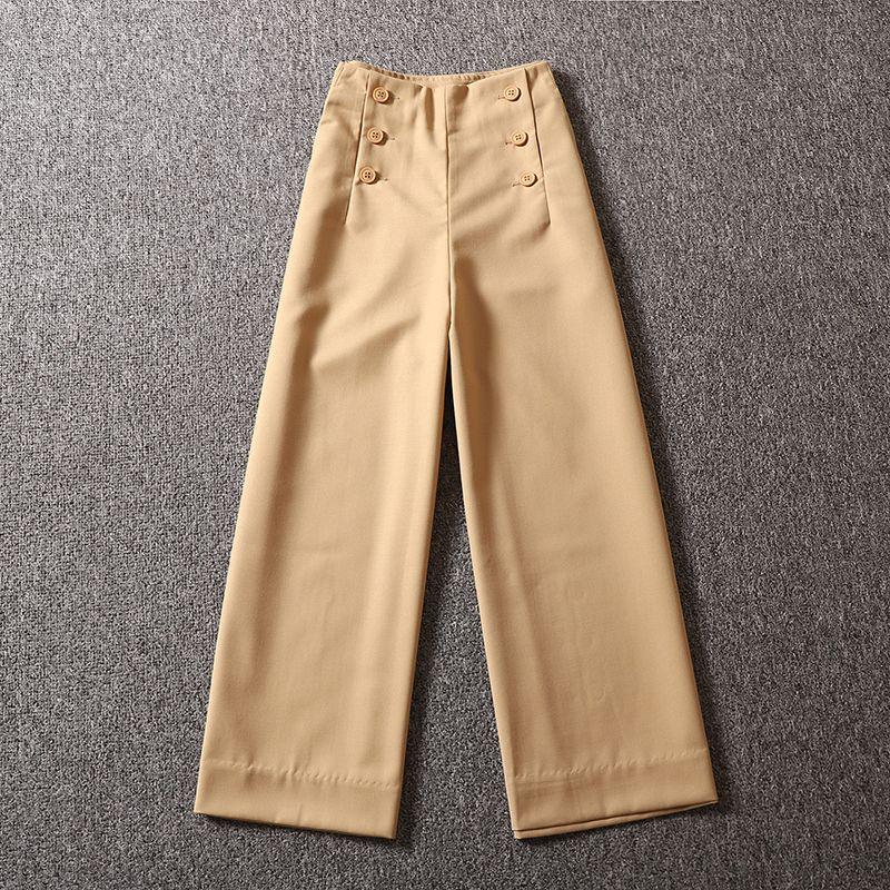 

Cropped Fashion All-Matching K-style Pure Color Casual Loose Pants Khaki ankle-length pants XS