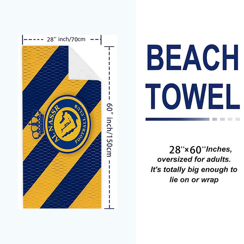 Al-Nassr Print Beach Towel, Large Soft Quick Dry Towel for Beach Camping Swimming
