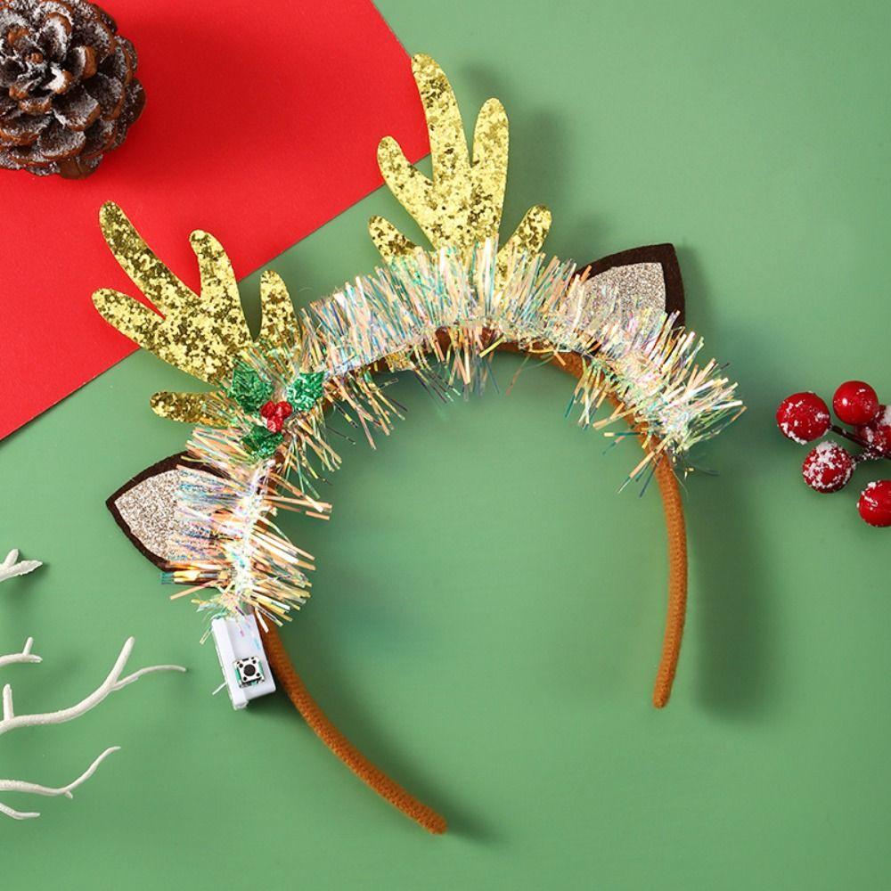 Christmas Decoration LED Christmas Headband Elf Glowing Headband Funny Antlers Headband  Men