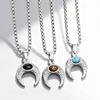 Creative Stone Crescent Necklace for Women Unique Moon Pendant Jewelry Gift for Anniversary Christmas