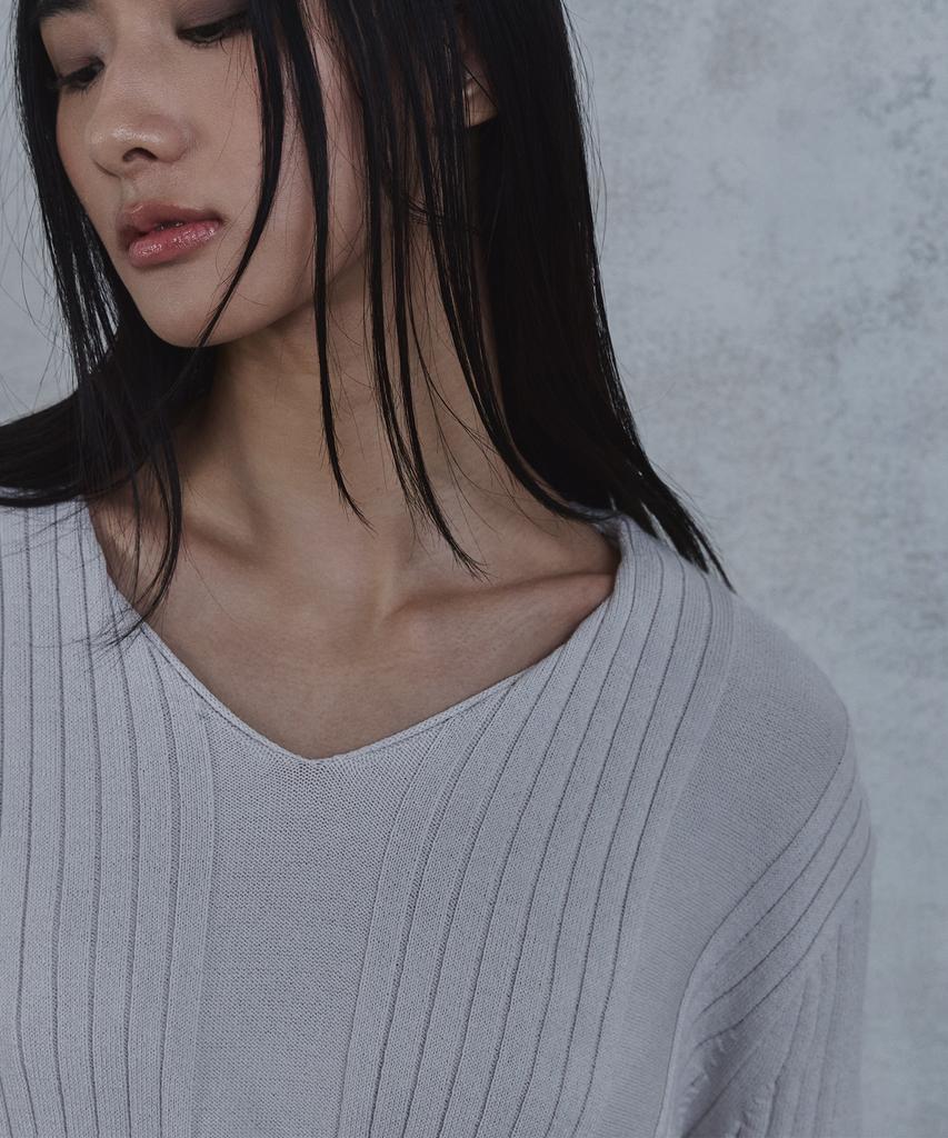 PARADIGMFILM [Ep.02] Fold-In Collar V-Neck Knit (Light Gray)