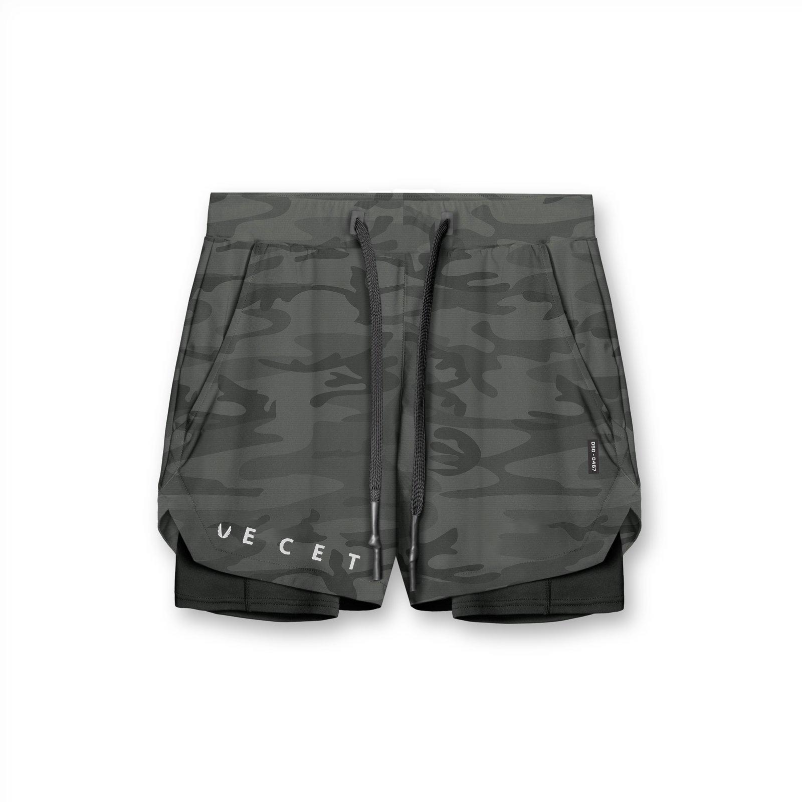 Elegant Home Furnshings Heren Sportschool Fitness 2-in-1 Sneldrogende Shorts Zomer Hardlopen Bodybuilding Joggen Casual Korte Broeken Training Heren Basketbal Onderkleding 3XL