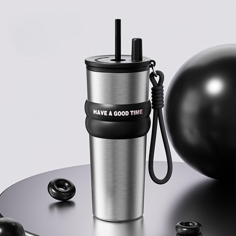 710ml Thermos Bottle Straw Cup 316 Stainless Steel Coffee Cup Cold and Hot Insulated Cup Tumbler Portable Car Vacuum Flask 770ML
