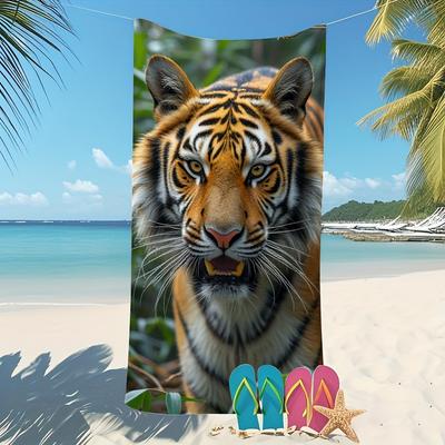 Tiger Stripe Quick-Dry Bath Towel Microfiber Super Absorbent Lightweight Perfect for Beach Bathroom or Gym Contemporary Style