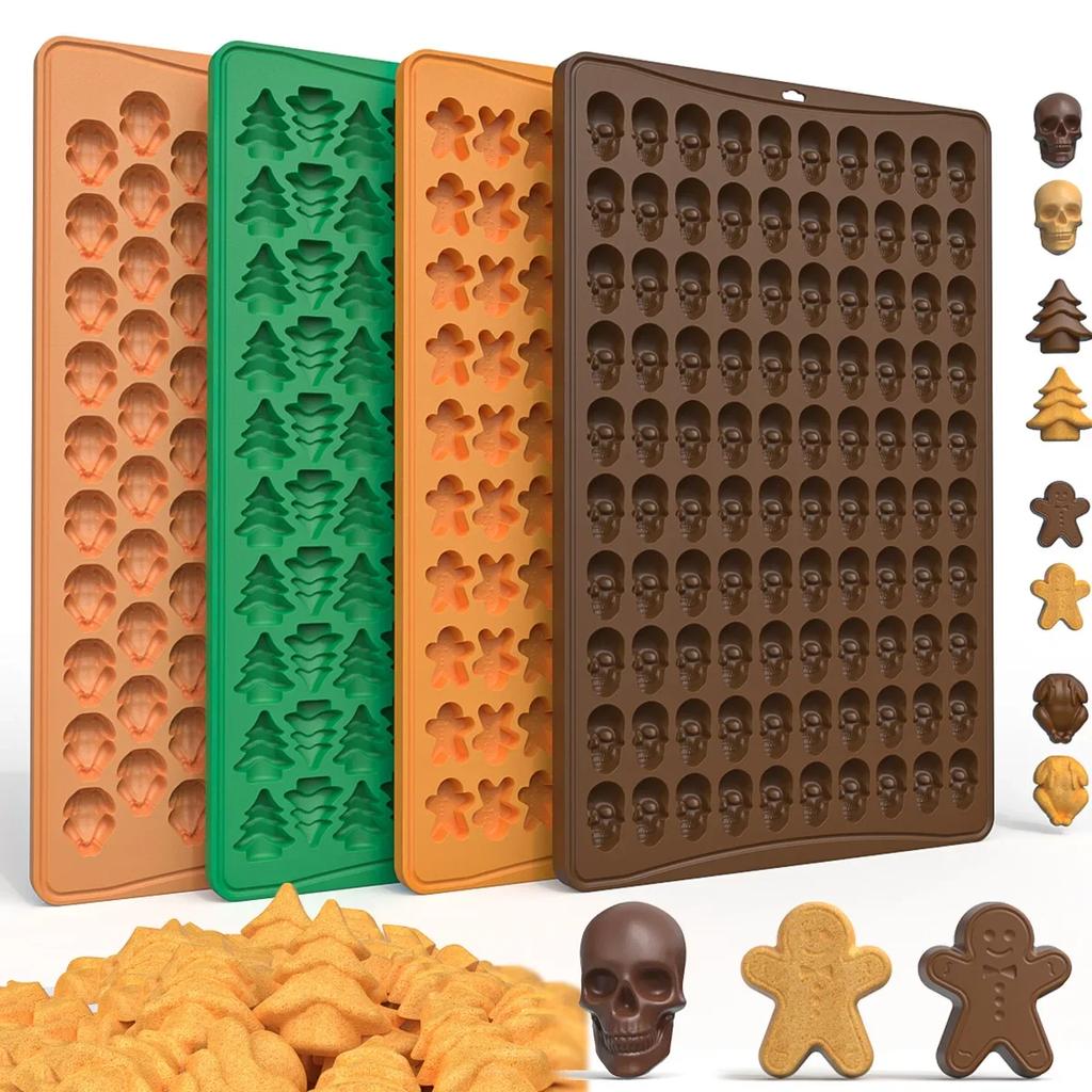 100 Löcher Schokoladenform Halloween Weihnachten Silikon Backform Keksform Mini Haustier Hund Snack Keks DIY Lebkuchenmann