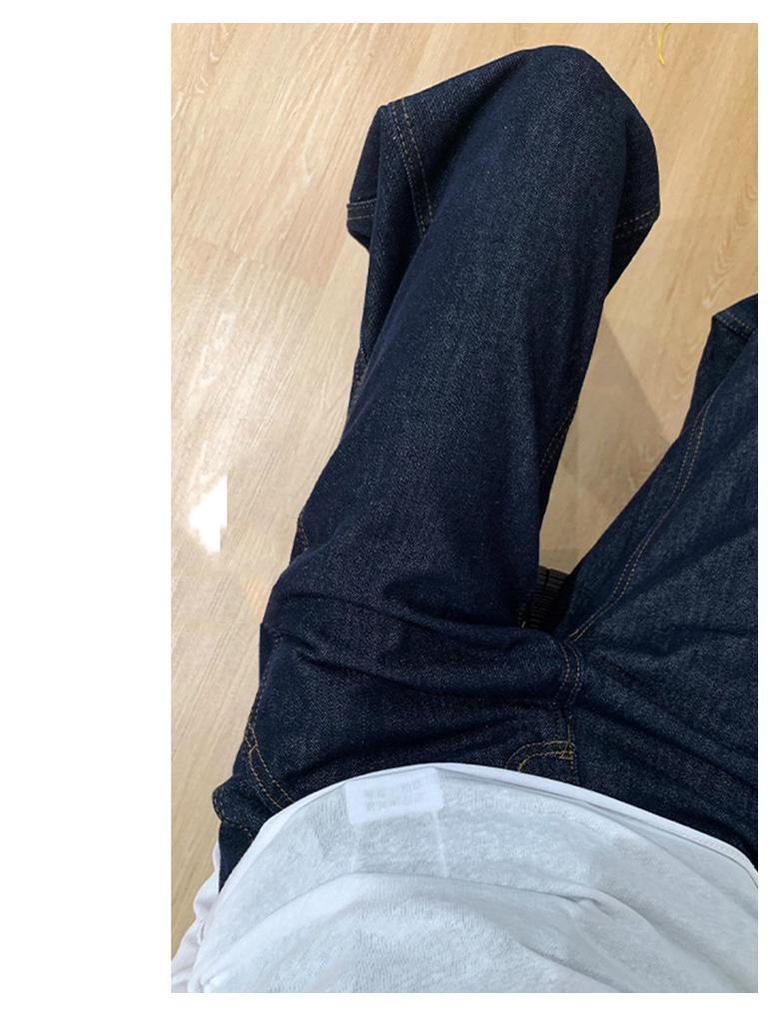 Women's Plus Size High Waist Dark Blue Wide Leg Jeans - Autumn Slimming Straight Leg Pants for Pear-Shaped Body.