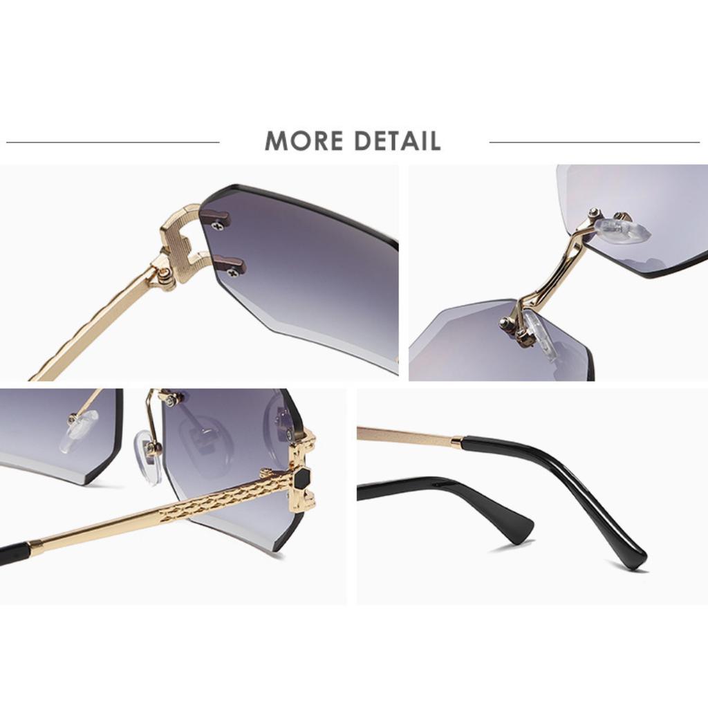 Unisex Metal Frameless Octagonal Sunglasses, Gradient Lenses With UV Protection For Daily And Outdoor Use