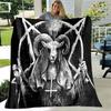 Satan Demon Pattern Flannel Throw Blanket Soft Comfort Horror Head Horse Noodles All Season Warm Bed Sofa Camping Kid Adult Gift