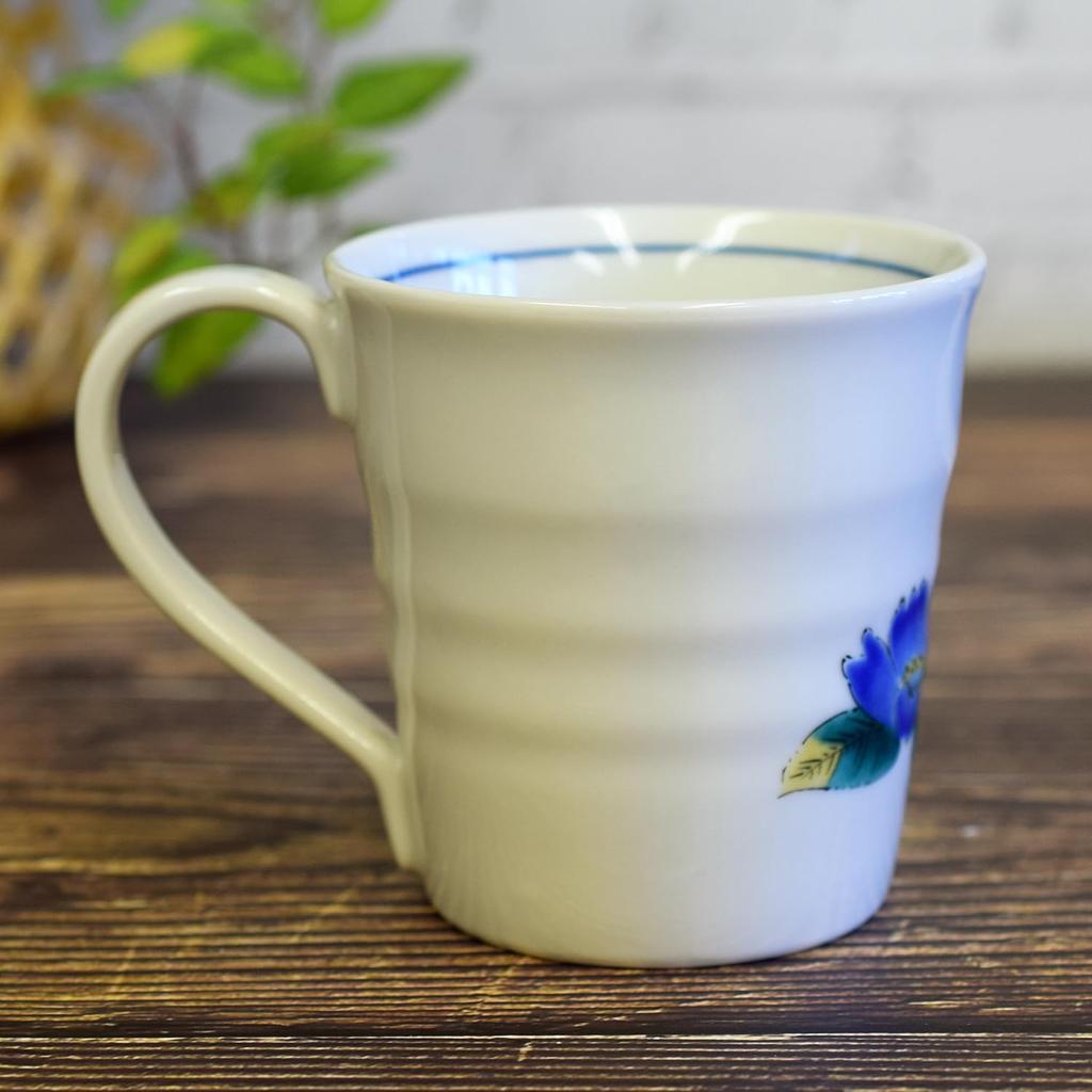 Waza no Kura Stylish Kutani Ware Coffee Mug with Camellia Design Ceramic Tableware Made in Japan Perfect Gift for and 88th Birthdays - High-Quality -