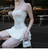 KLIOU Can Be Sweet or Salt, Age-reducing Lace Edge Bow Tube Top Dress, Women's Waist and Thin Hot Girl Tutu