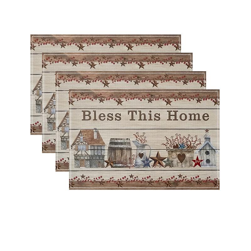 Christmas Linen Table Mats: Festive Print, Stain-Proof & Heat-Resistant