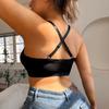 Cross Halter Neck Underwear Sexy Lace Lace Hollow Front Buckle Large Size Bra