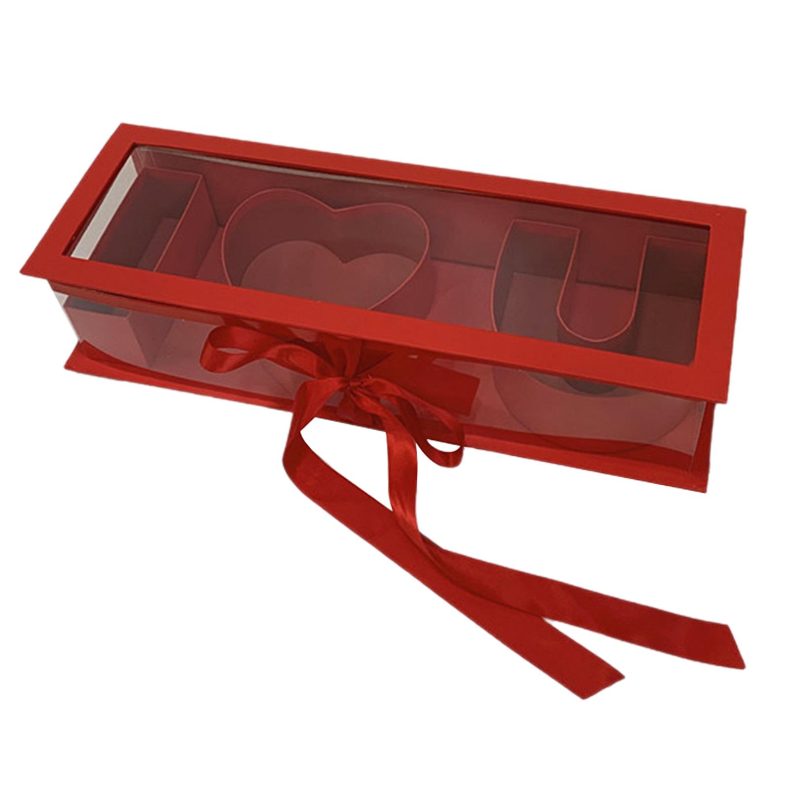 

Заполняемые буквы с видимой прозрачной крышкой Декор на день матери Пустая подарочная коробка для цветов для шоколада Валентинки Подружка невесты Сделай сам красный