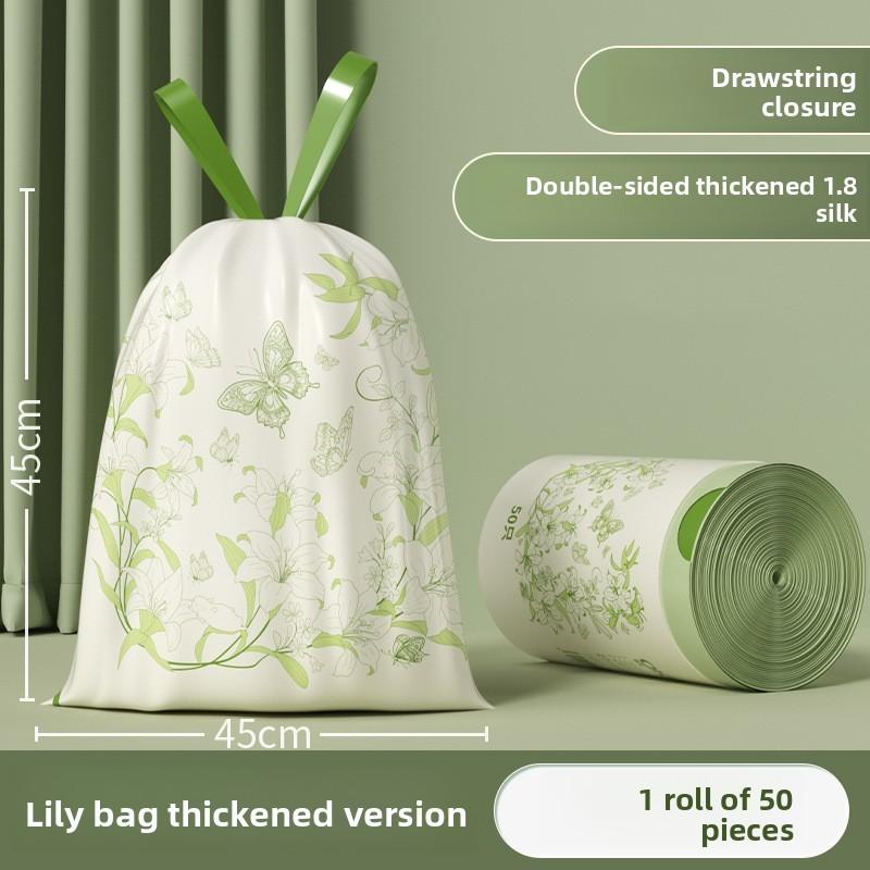 Household Trash Bag With Drawstring Closure Butterfly Print Design For Kitchen Waste 50pcs
