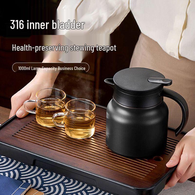 Luxury 316 Stainless Steel Large Capacity Office Teapot and Insulated Water Bottle Combo