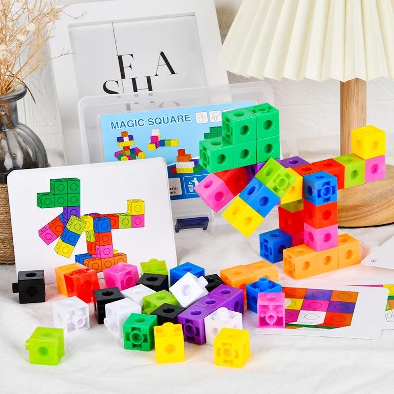 Magic Cube Puzzle Building Blocks Kindergarten Educational Color Recognition DIY Building Blocks Toys Gifts with Changing Colors