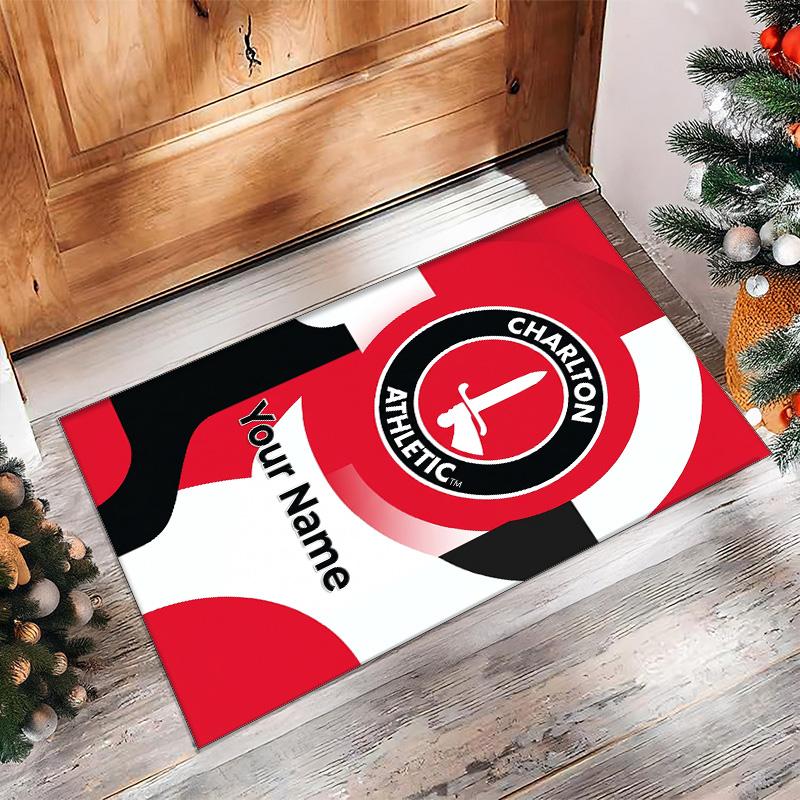 Charlton Athletic Printed Crystal Velvet Rug Non‑Slip Crystal Velvet Carpet For Sofa Bedroom Indoor Home Decoration