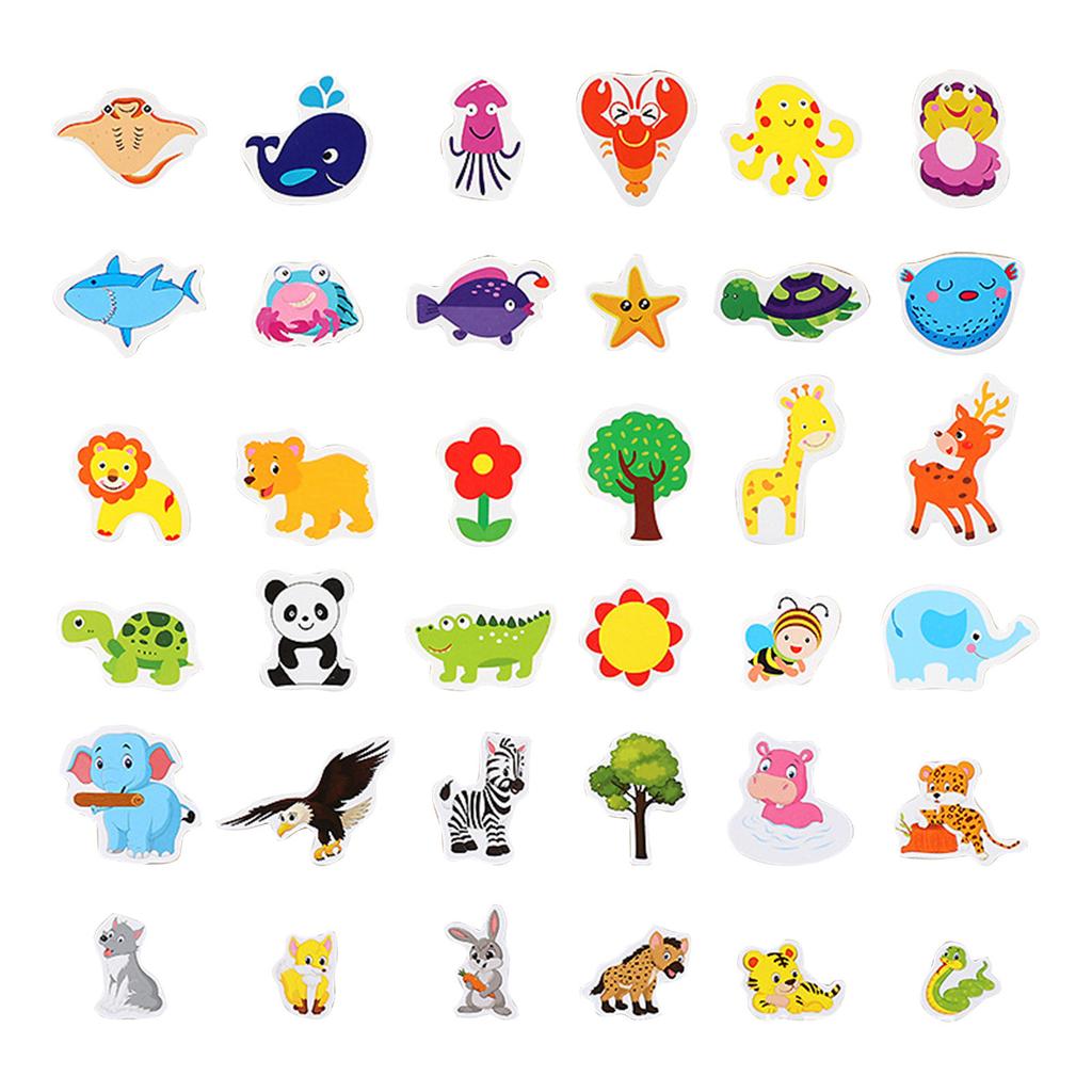 36PC Toddler Wooden Fridge Magnets 1-3 Children Animal Fridge Magnets Full Back Magnets Cute Toys Baby Puzzle Gifts