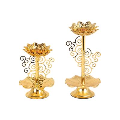 1Pair Iron Lamp Home Table Centerpieces Lotuss Desk Advents Candle Holder Butter Lamp Lotuss Candle Holder