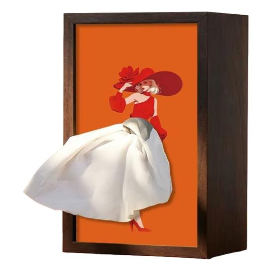 Scatola Portatovaglioli in Legno di Noce, con Disegno Artistico di Gonna da Ballerina di Balletto, Portasciugamani di Carta Multiuso per Arredamento Casa Ingresso Tavolo da Pranzo