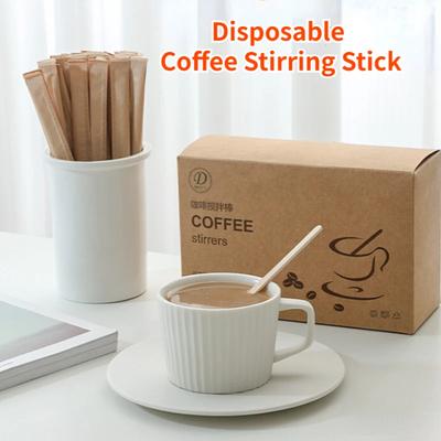 Jednorázová míchátka na kávu Dřevěné doplňky ke kávě Masivní dřevo Dlouhá rukojeť Míchátko na nápoje Potravinářské Individuálně balené