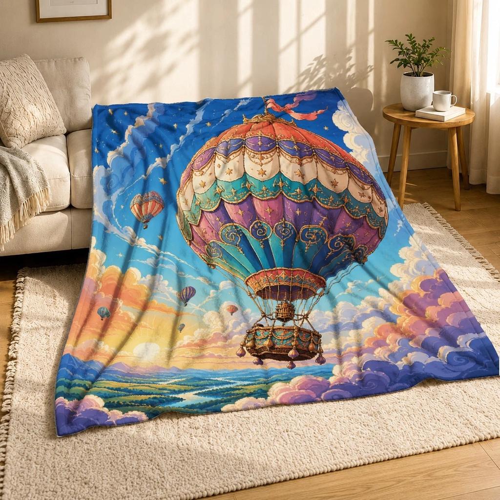 Ornate Hot Air Balloon Coral Fleece Blanket
