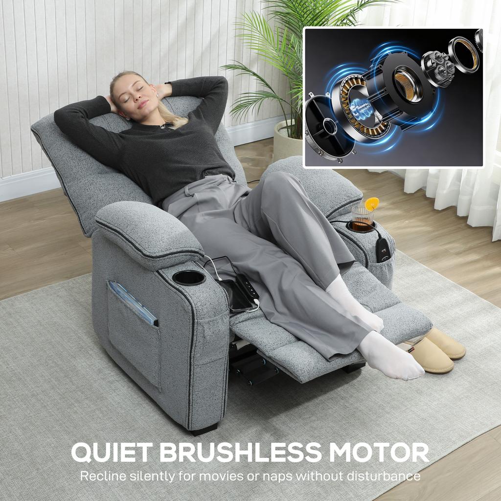 Electric Massage Recliner Armchair with Vibration, Heat, Whisper-Quiet Motor, Memory Function, Velvet Power Reclining Chair with Spring Pack