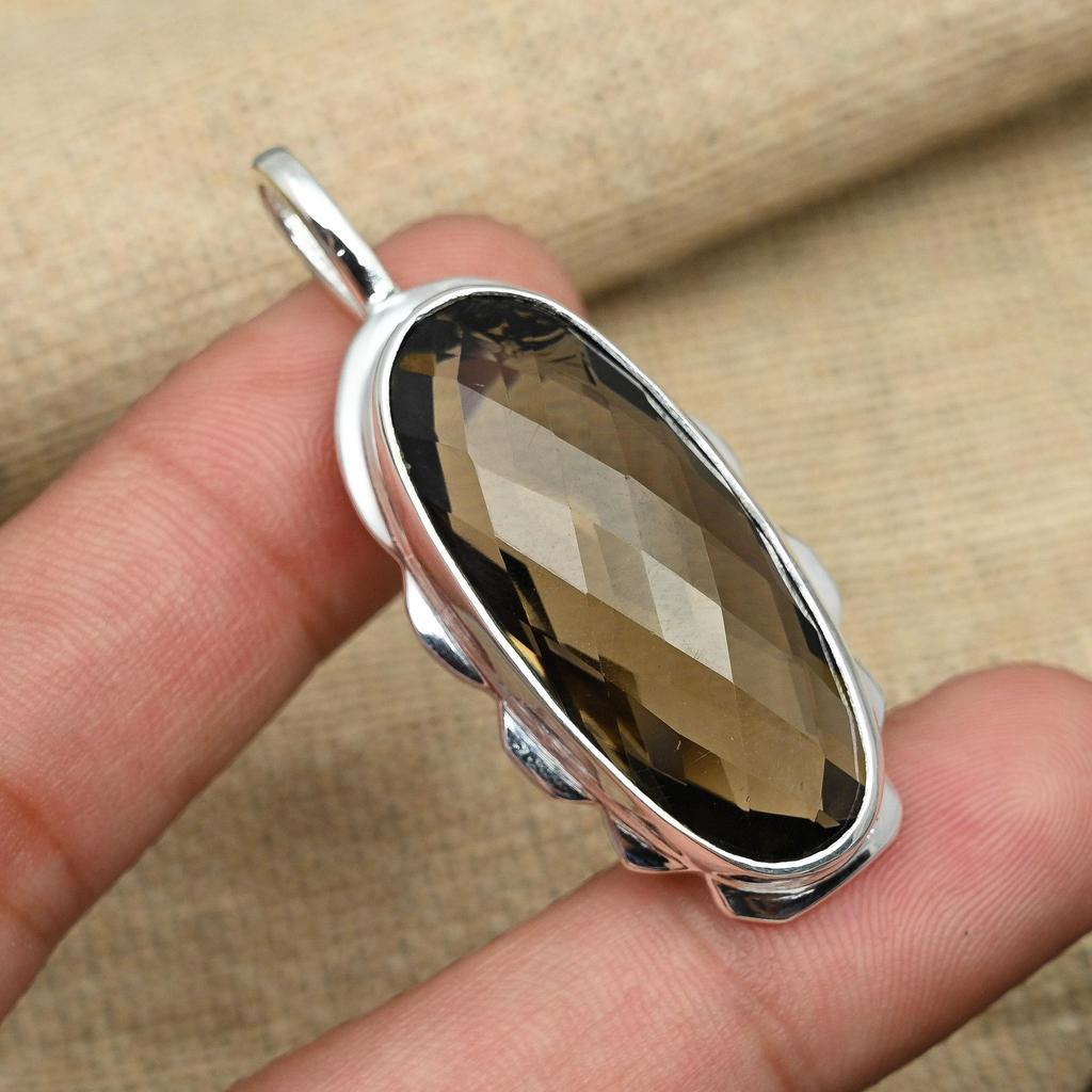 Beauteous Smoky Topaz Gemstone Handmade Jewelry 925 Sterling Silver For Her