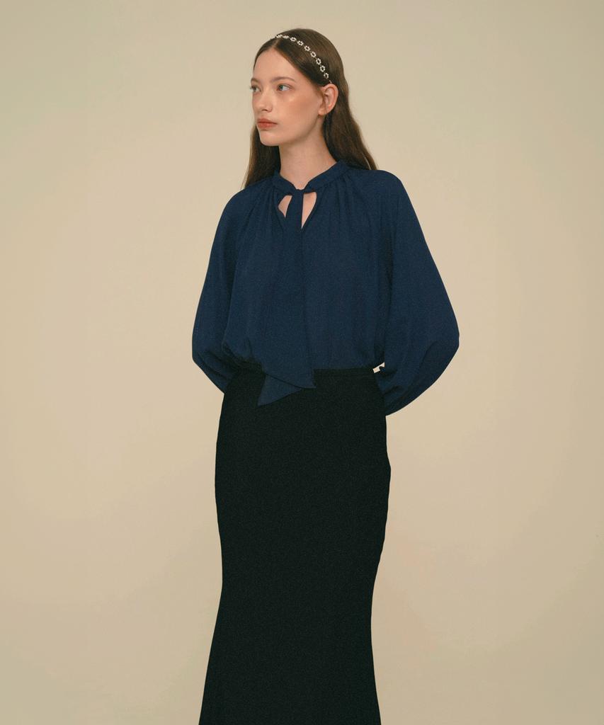 Aiseugadeuneiogongpal Mermaid Maxi Satin Skirt_Dark Sarpphire