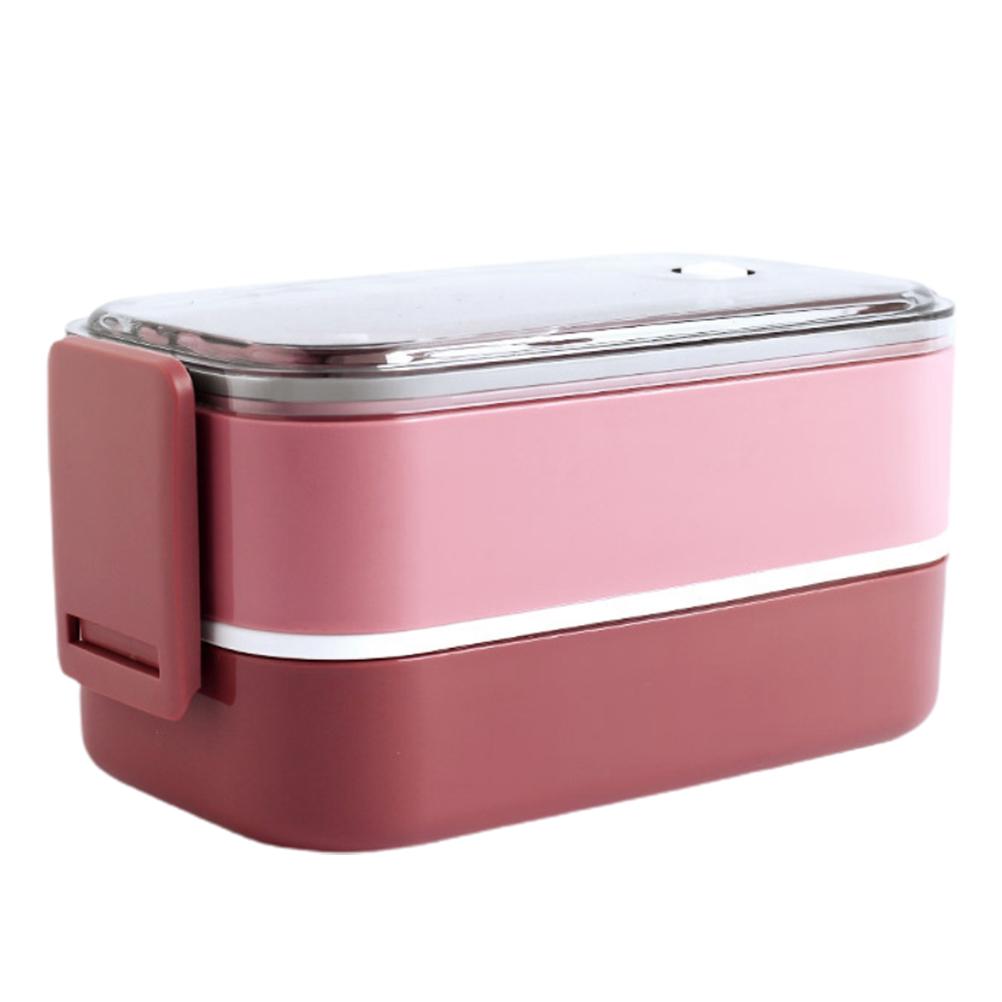 Portable Lunch Box Microwavable 2 Layer Stackable Japanese Bento Box with Utensils for Adults Kids