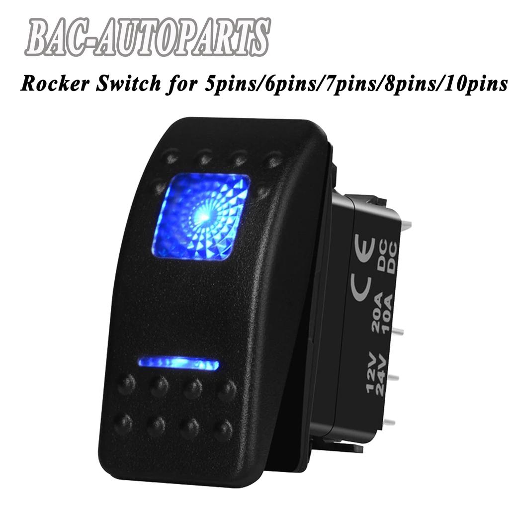 Blue Led Rocker Button Switch SPST DPDT ON Momentary 5Pin/6Pin/7Pin/8Pin/10Pin For Car Marine Boat ARB Parts Camper Accessories