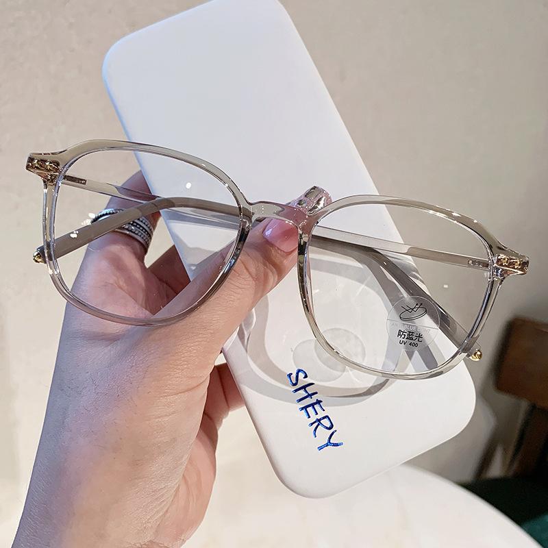 Mocha Brown Plain Artifact Square Round Frame Glasses Women'S Anti-Blue Flat Light Mirror Tide And Thin Can Be Matched With Myopia Frame