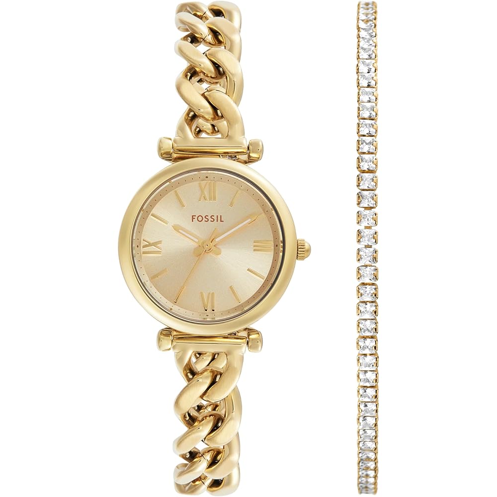 Fossil Carlie ES5387SET Women s Gold Watch with Quartz Movement and Water Resistance