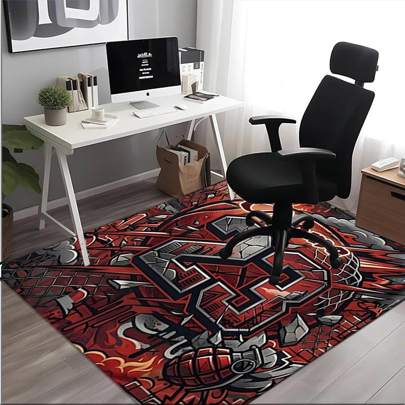 1PC Custom Name Fire Ice Sports Theme Theme Floor Mat Ideal for Living Room, Game Rooms, Office, Bedroom,Floor Mat Playful Design