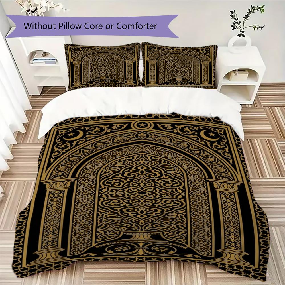 Muslim Pattern Bedding uilt Set uilt Cover Pillowcase Home Decoration Birthday Gift (1 * duvet cover + 2 * pillowcase  without core)126