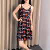 Women's Sleepwear Butterfly Print Lettuce Trim Nightdress Casual Round Neck Backless Mini Slip Dress Soft Comfortable Nightwear
