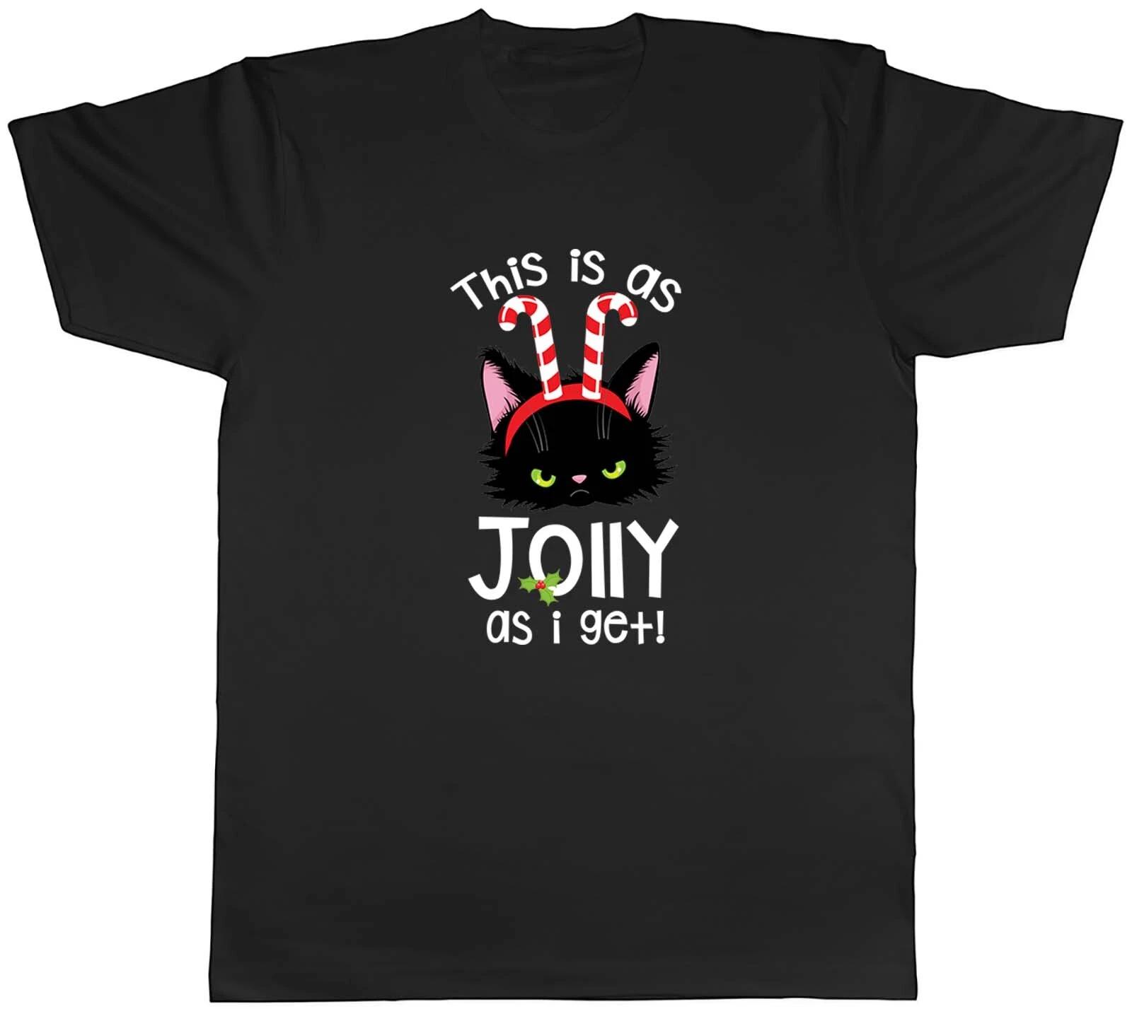 This Is As Jolly As I Get Cat Candy Stick Christmas Mens Unisex T-Shirt Tee Gift S