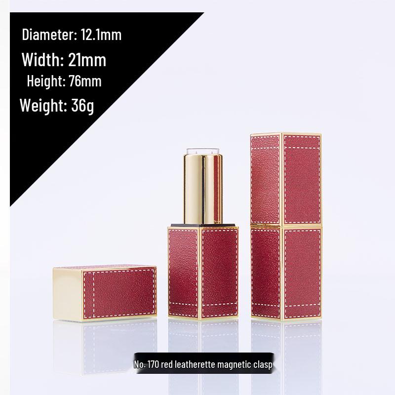 Handmade Leather Texture 3D Printed Magnetic Lipstick Tube - Orange, Red, Green