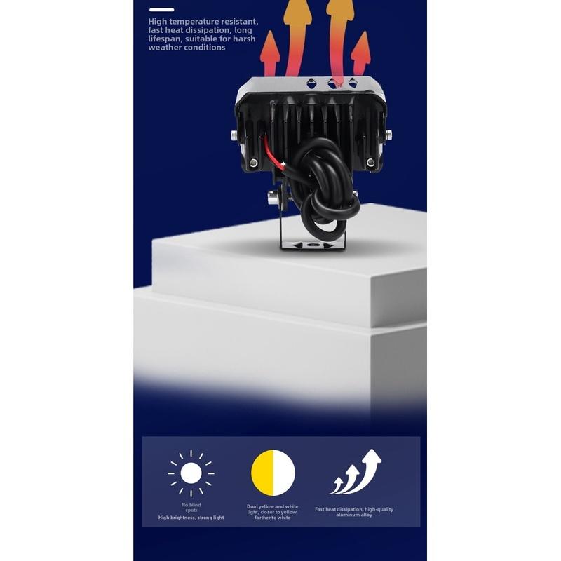 18W LED Dual Color Headlight for Car Motorcycle Offroad Vehicle with IP67 Waterproof and Heat Dissipation Shell