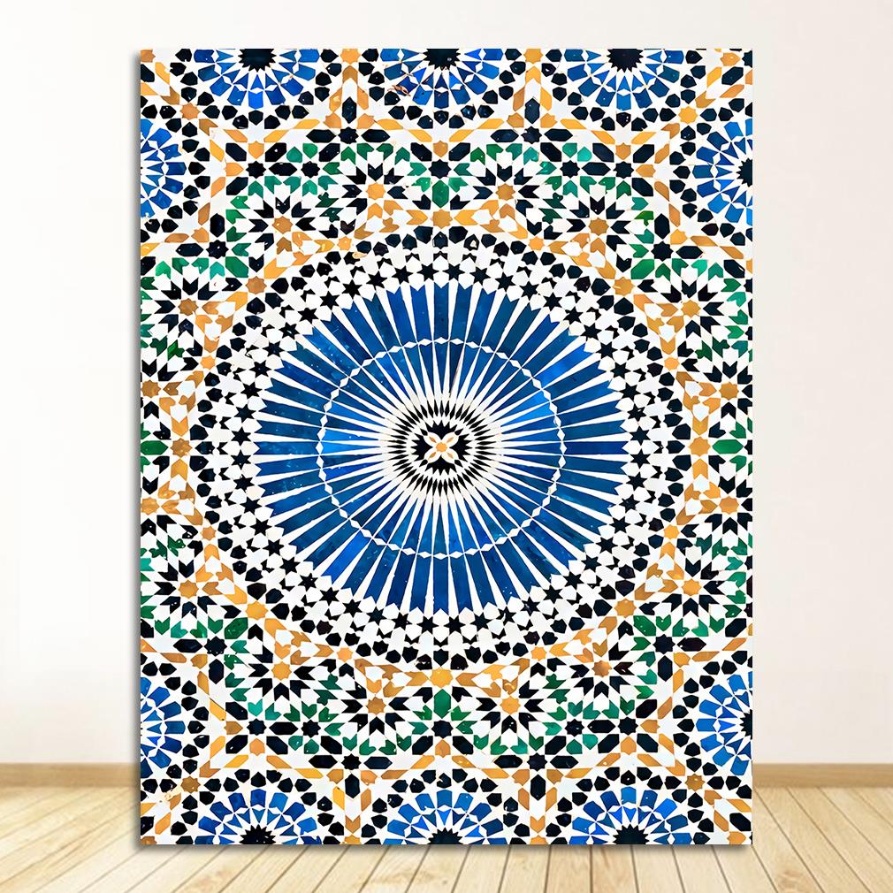 Morocco Building Wall Art Canvas Painting Religion School Picture For Living Room Home Decor Mosque Blue Door Nordic Poster
