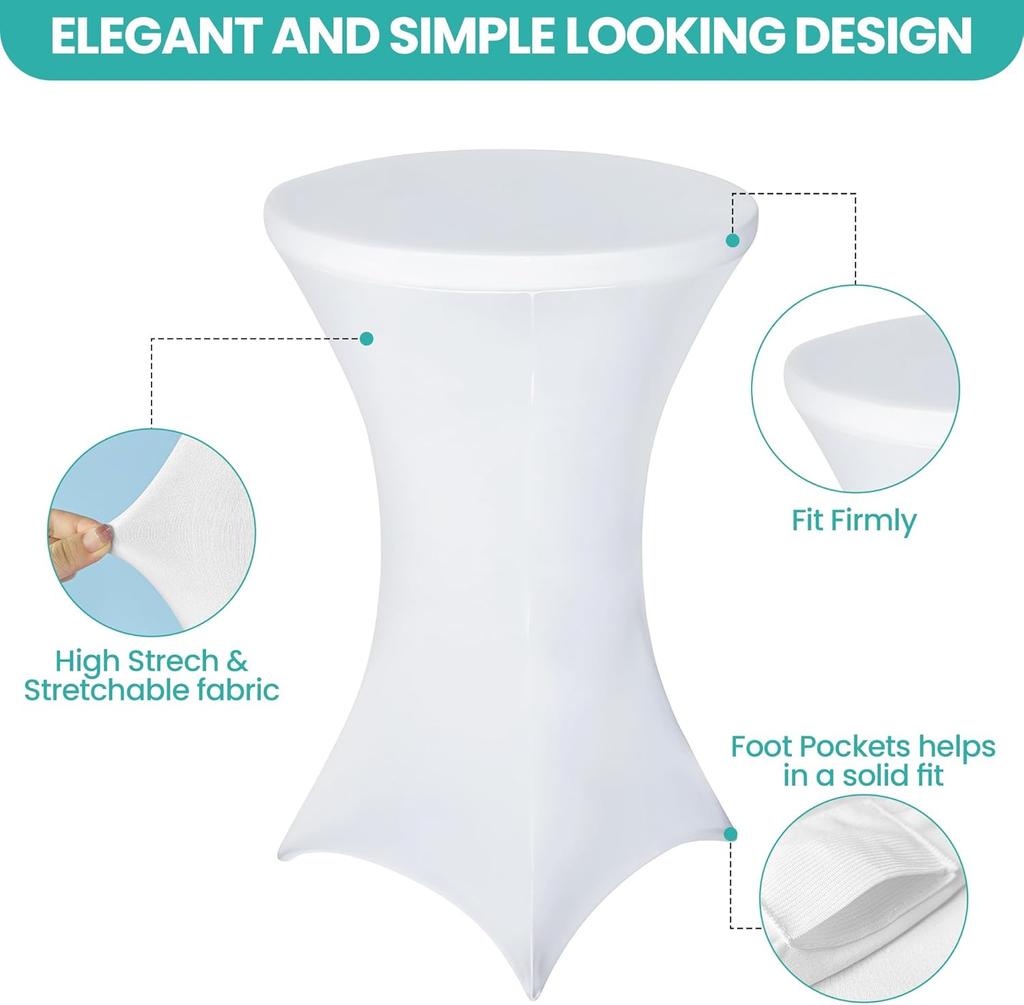 Stretch Round Tablecloth Spandex Cocktail Table Cover Elastic Decoration For Bar Hotel Wedding Party